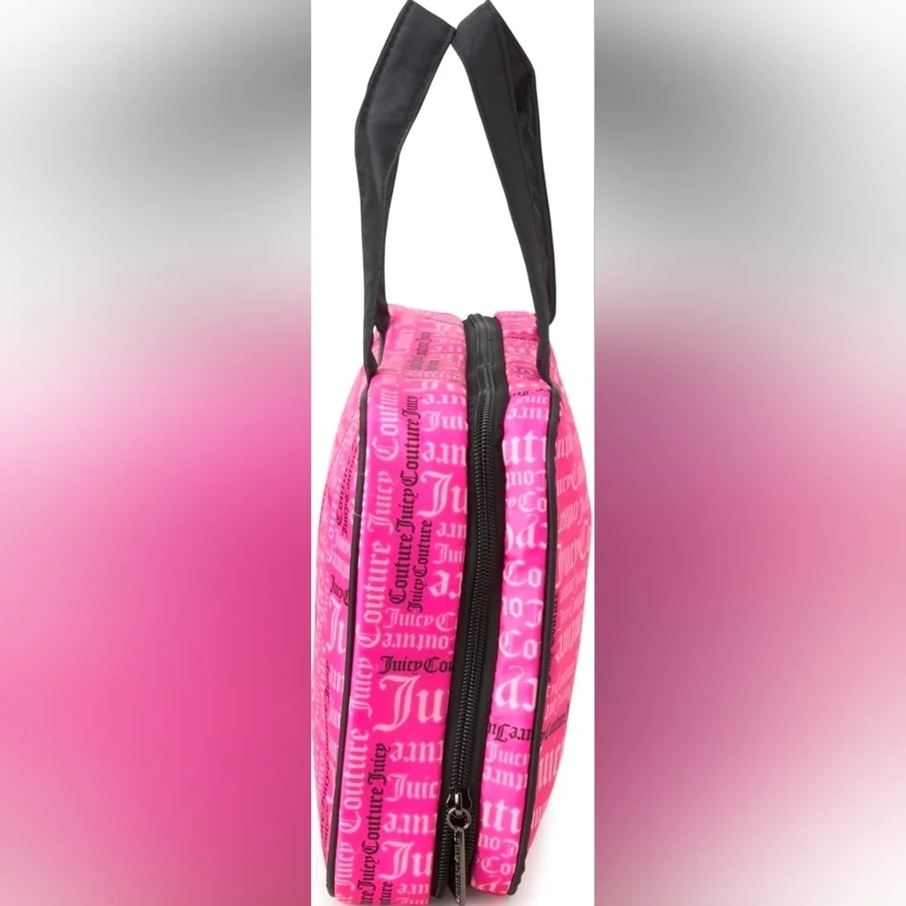 Juicy Couture FuchsiatBlack Logo Print Toiletry/cosmetic Bag. New